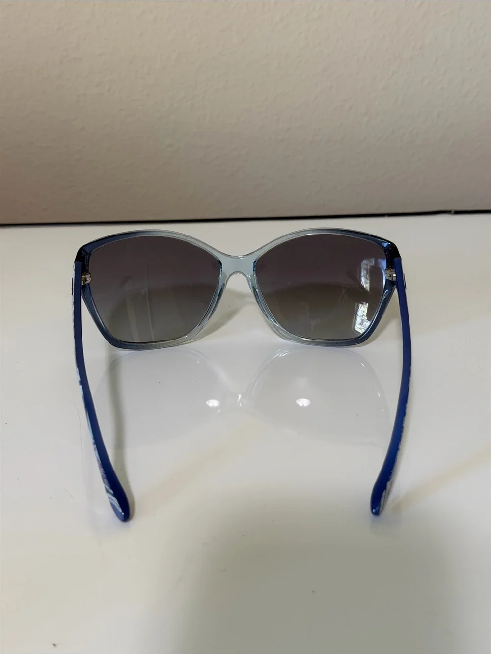 Vogue Women's Cat-Eye Sunglasses in Blue with Gray Gradient Lenses